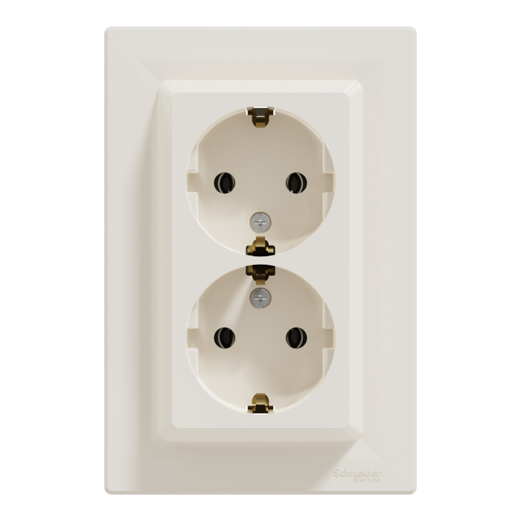 Розетка Schneider Electric ASFORA із заземленням подвійна крем 16А (EPH9900123) - фото 1