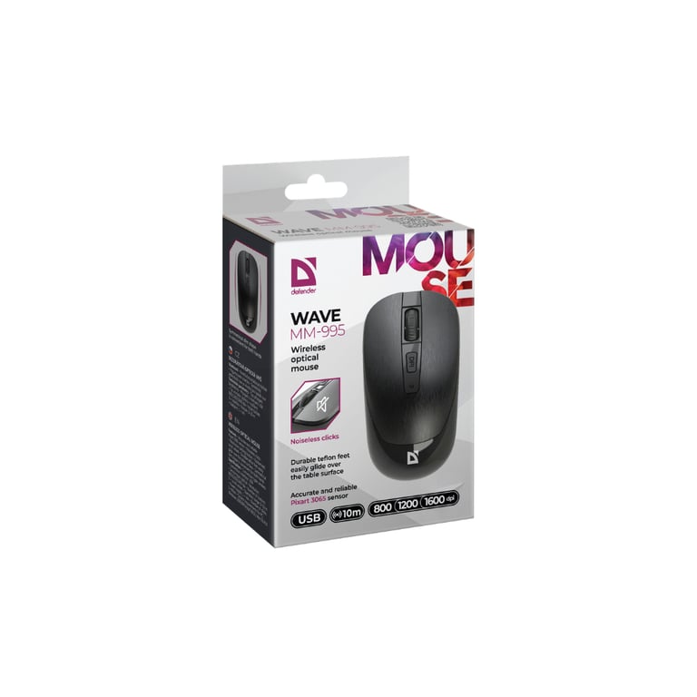 Мишка Defender Wave MM-995 Silent Wireless Black (52995) - фото 3