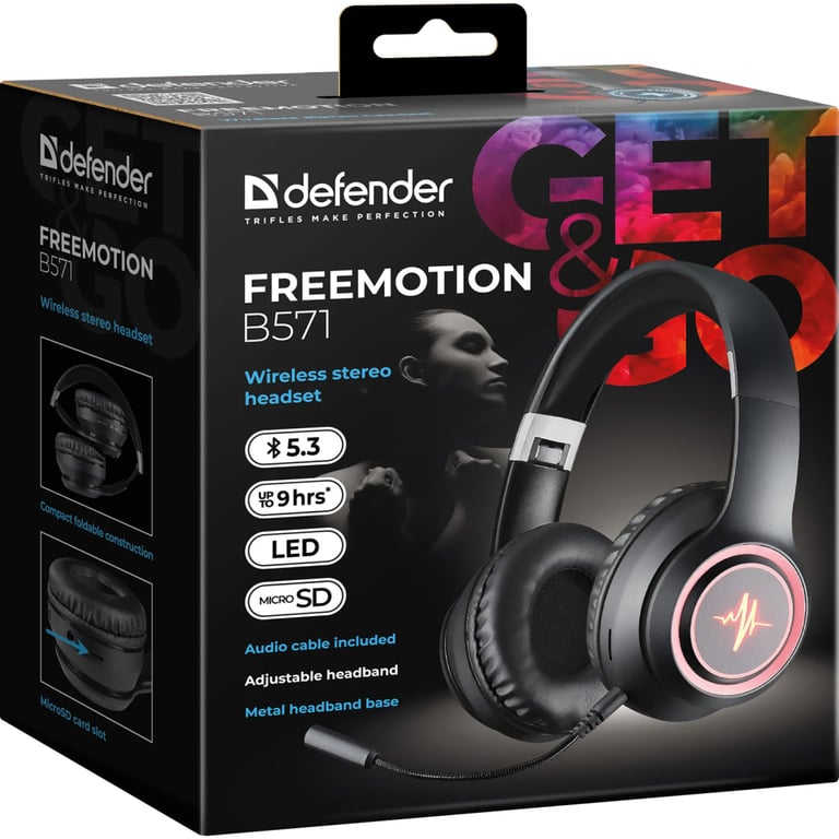 Навушники Defender FreeMotion B571 Bluetooth LED Black (63572) - фото 8