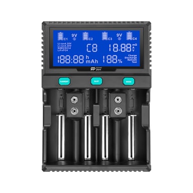Зарядний пристрій для акумуляторів PowerPlant PP-A4 (Ni-MH,Cd,Li-ion,LiFePO4 / input AC 100V-240V DC 12V) (AA620173) - фото 1