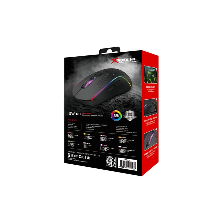 Мишка Xtrike ME GW-611 Wireless RGB Black (GW-611) - фото 6