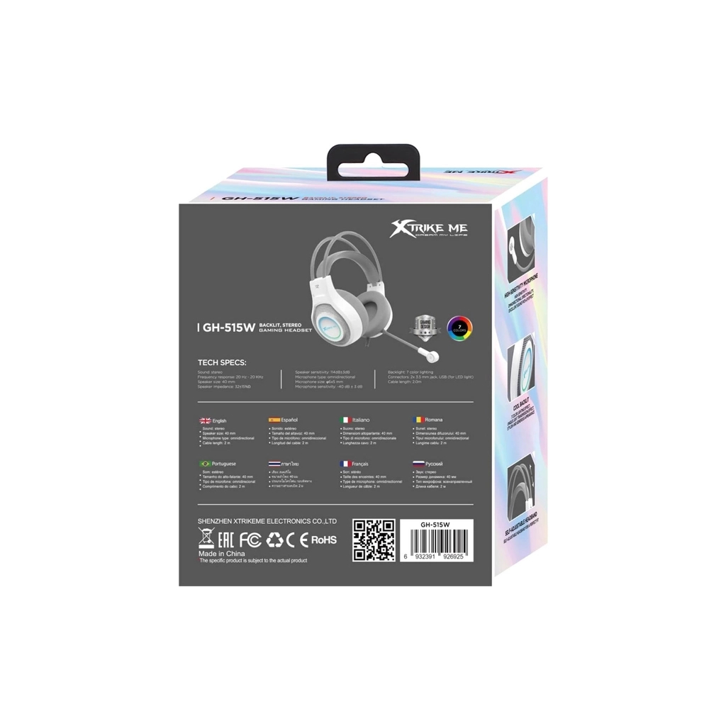 Навушники Xtrike ME GH-515 White/Grey (GH-515W) - фото 5 Навушники Xtrike ME GH-515 White/Grey (GH-515W) - фото 5