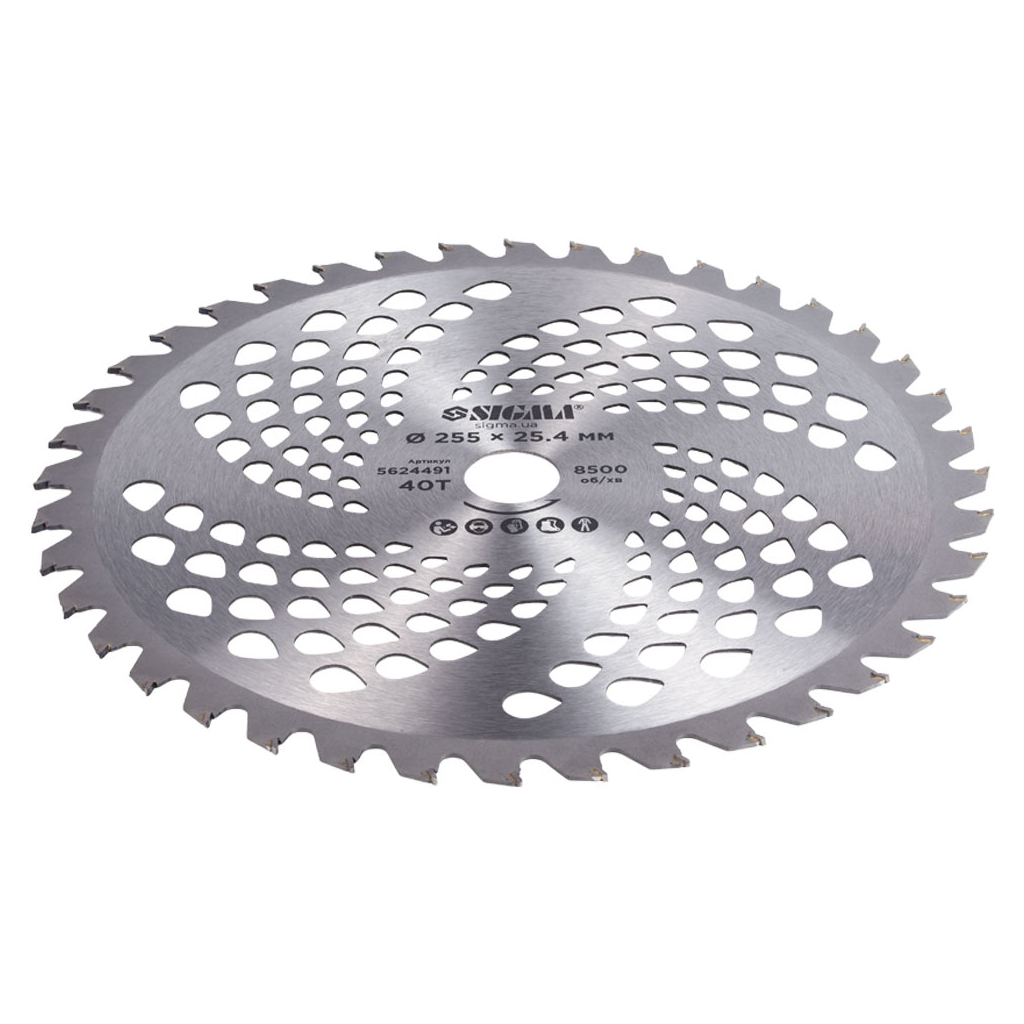 Ніж для тримера Sigma з твердосплавними напайками 255x25.4мм 40Т (5624491) - фото 4 Ніж для тримера Sigma з твердосплавними напайками 255x25.4мм 40Т (5624491) - фото 4