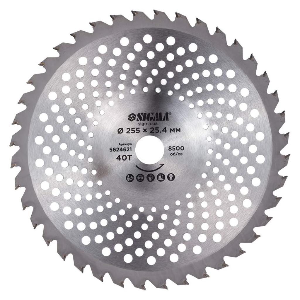 Ніж для тримера Sigma з твердосплавними напайками 255x25.4мм 40Т хвилеподібний (5624621)