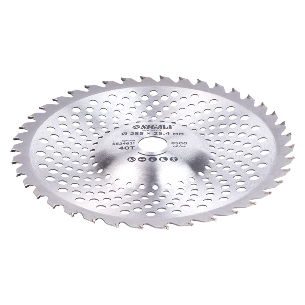Ніж для тримера Sigma з твердосплавними напайками 255x25.4мм 40Т хвилеподібний (5624621) - фото 4 Ніж для тримера Sigma з твердосплавними напайками 255x25.4мм 40Т хвилеподібний (5624621) - фото 4