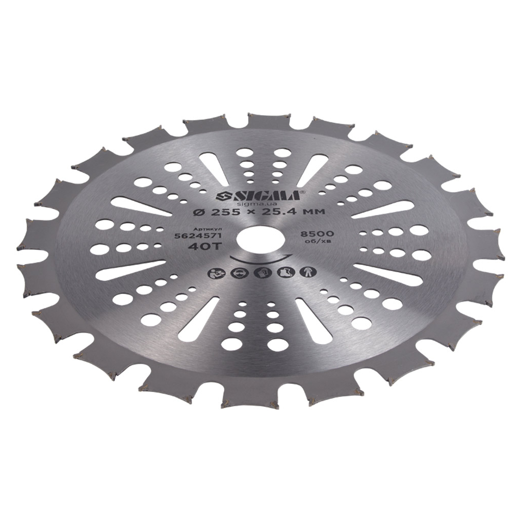Ніж для тримера Sigma з твердосплавними напайками 255x25.4мм 40т двосторонній (5624571) - фото 4 Ніж для тримера Sigma з твердосплавними напайками 255x25.4мм 40т двосторонній (5624571) - фото 4