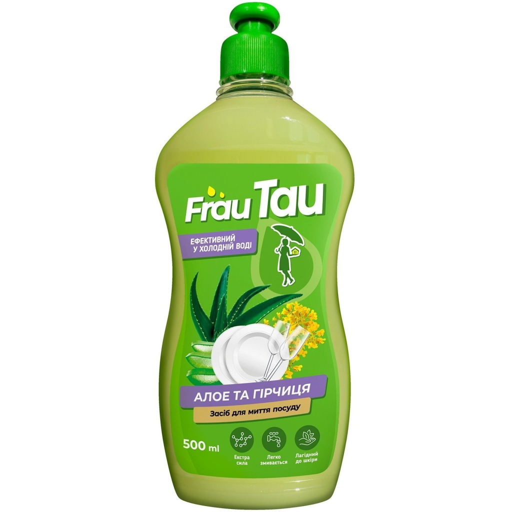 Засіб для ручного миття посуду Frau Tau Алое та гірчиця 500 мл (4820263230404) - фото 1 Засіб для ручного миття посуду Frau Tau Алое та гірчиця 500 мл (4820263230404) - фото 1