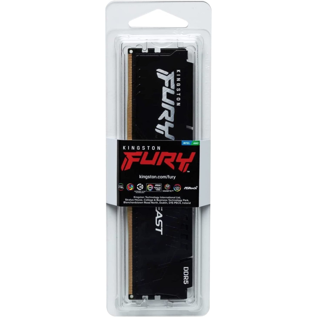 Модуль пам'яті для комп'ютера DDR5 32GB 5200 MHz Fury Beast Black Kingston Fury (ex.HyperX) (KF552C40BB-32) - фото 5 Модуль пам'яті для комп'ютера DDR5 32GB 5200 MHz Fury Beast Black Kingston Fury (ex.HyperX) (KF552C40BB-32) - фото 5