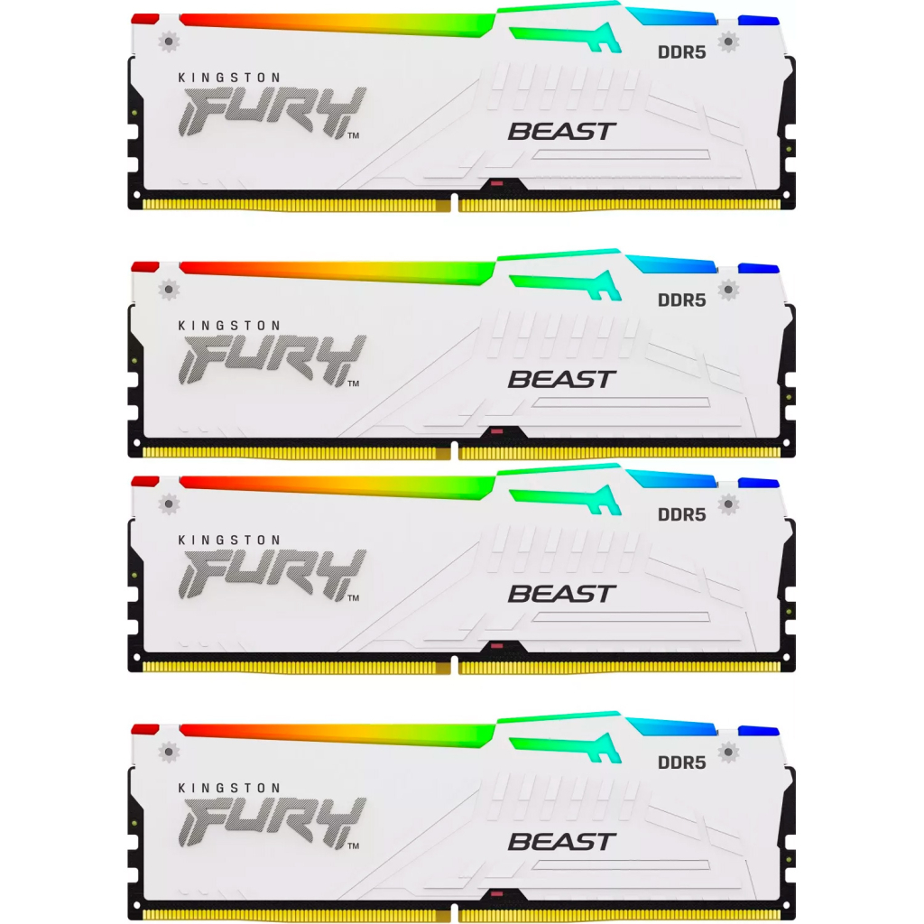 Модуль пам'яті для комп'ютера DDR5 128GB (4x32GB) 5600 MHz FURY Beast RGB White Kingston Fury (ex.HyperX) (KF556C40BWAK4-128) - фото 1 Модуль пам'яті для комп'ютера DDR5 128GB (4x32GB) 5600 MHz FURY Beast RGB White Kingston Fury (ex.HyperX) (KF556C40BWAK4-128) - фото 1
