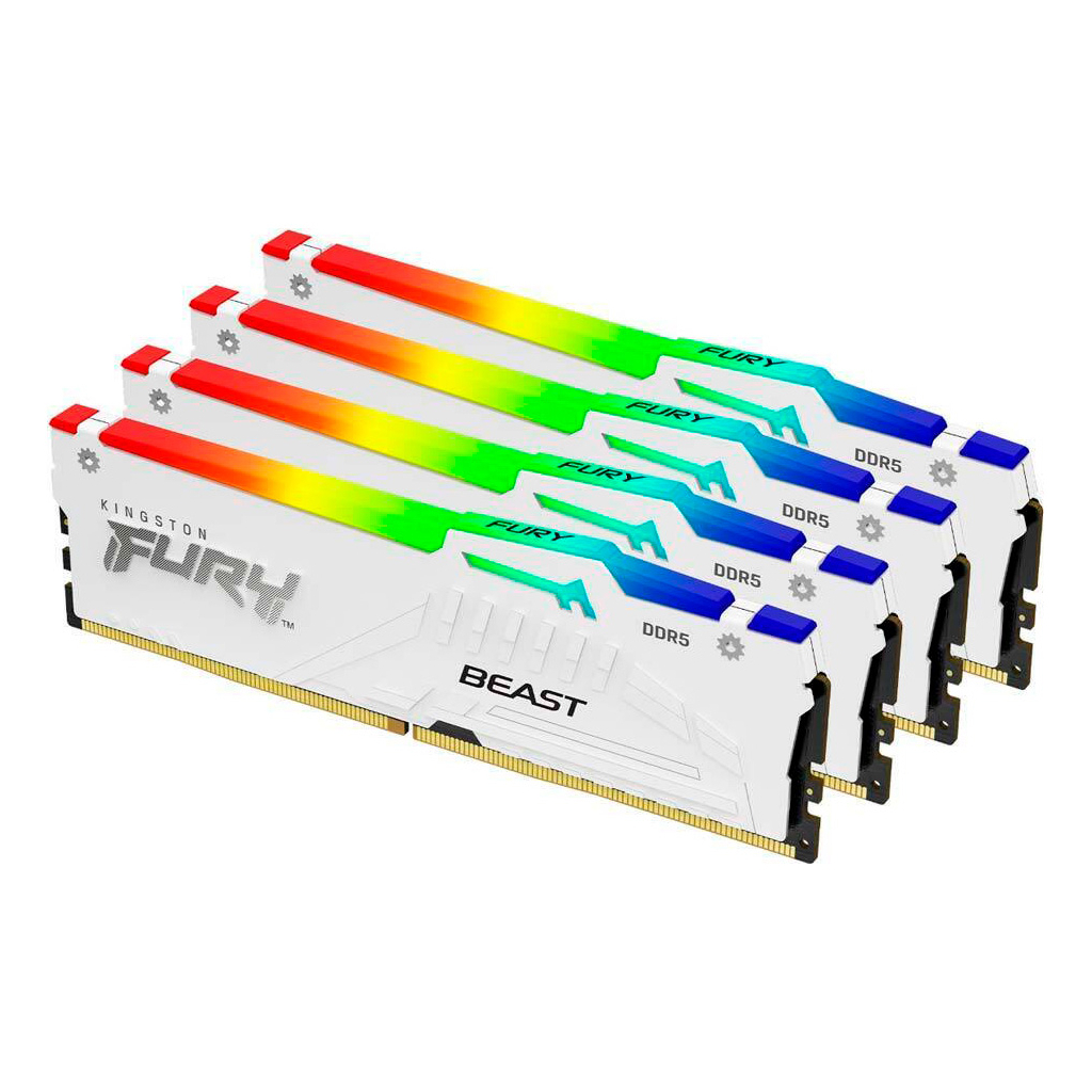 Модуль пам'яті для комп'ютера DDR5 128GB (4x32GB) 5600 MHz FURY Beast RGB White Kingston Fury (ex.HyperX) (KF556C40BWAK4-128) - фото 2 Модуль пам'яті для комп'ютера DDR5 128GB (4x32GB) 5600 MHz FURY Beast RGB White Kingston Fury (ex.HyperX) (KF556C40BWAK4-128) - фото 2