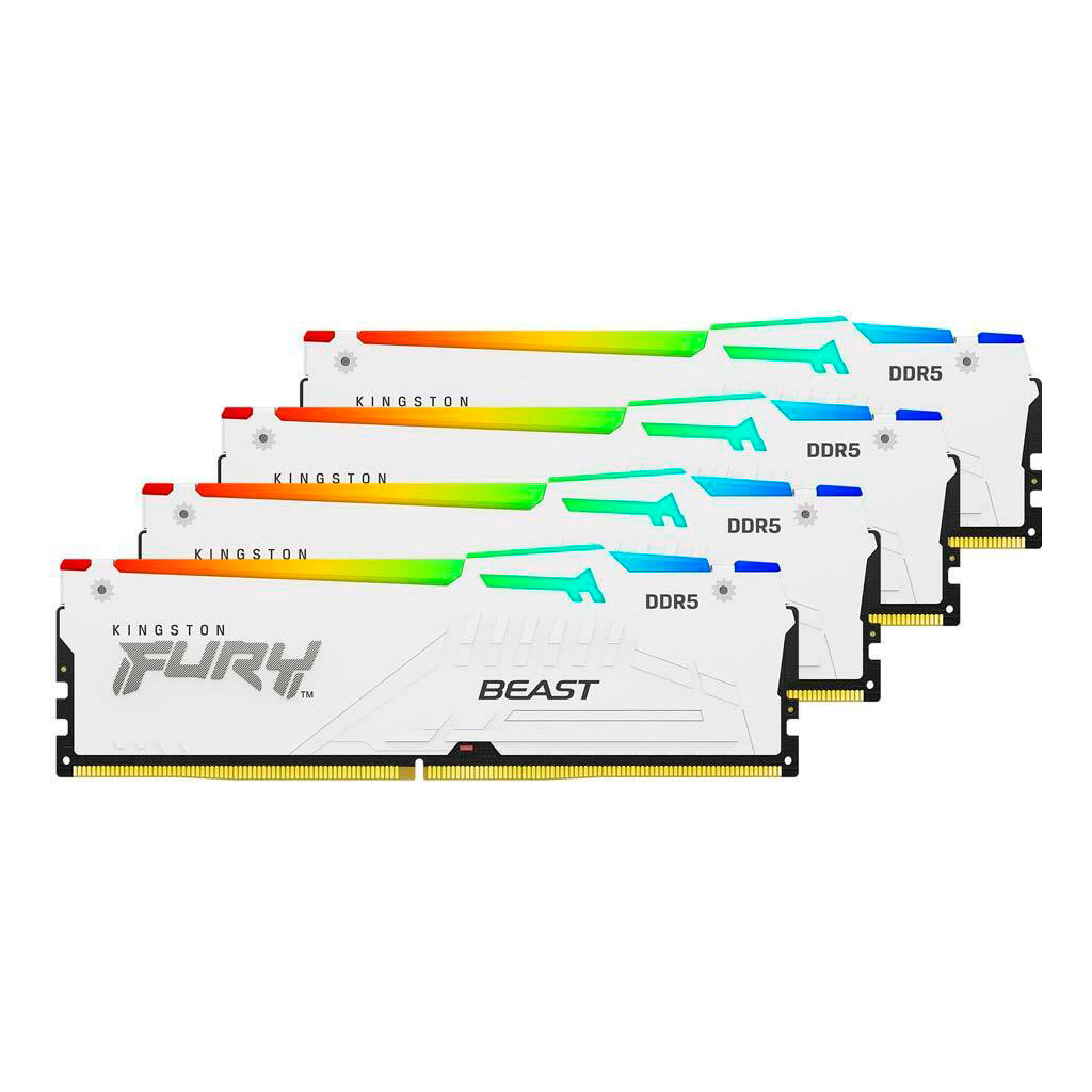 Модуль пам'яті для комп'ютера DDR5 128GB (4x32GB) 5600 MHz FURY Beast RGB White Kingston Fury (ex.HyperX) (KF556C40BWAK4-128) - фото 3 Модуль пам'яті для комп'ютера DDR5 128GB (4x32GB) 5600 MHz FURY Beast RGB White Kingston Fury (ex.HyperX) (KF556C40BWAK4-128) - фото 3