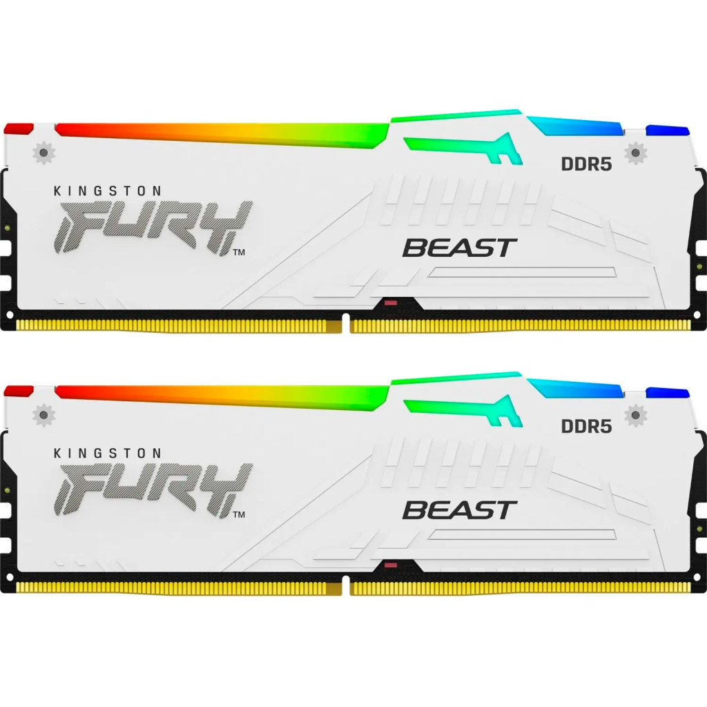 Модуль пам'яті для комп'ютера DDR5 32GB (2x16GB) 5600 MHz FURY Beast White RGB Kingston Fury (ex.HyperX) (KF556C36BWEAK2-32) - фото 1 Модуль пам'яті для комп'ютера DDR5 32GB (2x16GB) 5600 MHz FURY Beast White RGB Kingston Fury (ex.HyperX) (KF556C36BWEAK2-32) - фото 1