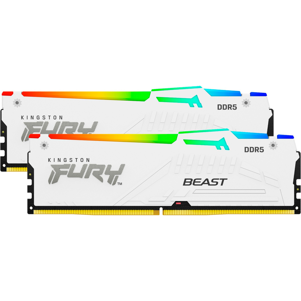 Модуль пам'яті для комп'ютера DDR5 32GB (2x16GB) 5600 MHz FURY Beast White RGB Kingston Fury (ex.HyperX) (KF556C36BWEAK2-32) - фото 3 Модуль пам'яті для комп'ютера DDR5 32GB (2x16GB) 5600 MHz FURY Beast White RGB Kingston Fury (ex.HyperX) (KF556C36BWEAK2-32) - фото 3