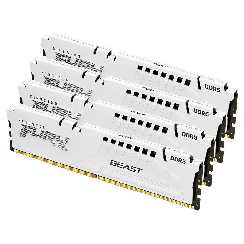 Модуль пам'яті для комп'ютера DDR5 128GB (4x32GB) 5600 MHz FURY Beast White Kingston Fury (ex.HyperX) (KF556C40BWK4-128) - фото 2 Модуль пам'яті для комп'ютера DDR5 128GB (4x32GB) 5600 MHz FURY Beast White Kingston Fury (ex.HyperX) (KF556C40BWK4-128) - фото 2