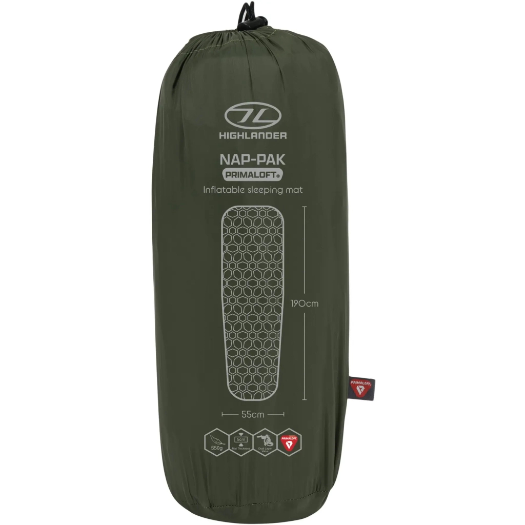 Туристичний килимок Highlander Nap-Pak Inflatable Sleeping Mat PrimaLoft 5 cm Olive (AIR072-OG) (930481) - фото 7 Туристичний килимок Highlander Nap-Pak Inflatable Sleeping Mat PrimaLoft 5 cm Olive (AIR072-OG) (930481) - фото 7