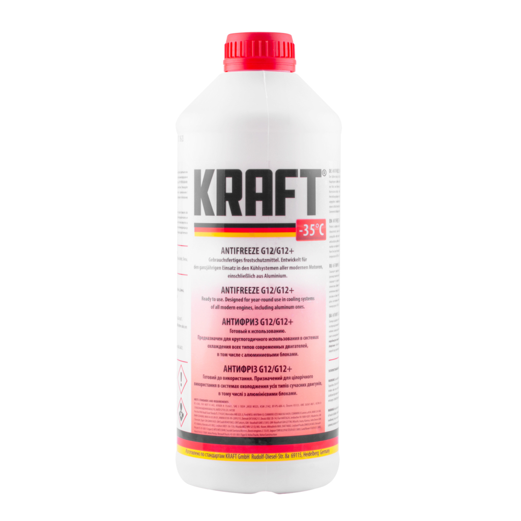 Антифриз KRAFT G12/G12+ -35 (червоний) 1,5л (KF109) - фото 1 Антифриз KRAFT G12/G12+ -35 (червоний) 1,5л (KF109) - фото 1