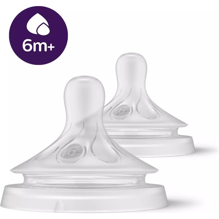 Соска Philips AVENT Natural силіконова, Природний потік, 6 міс+, 2 ш (SCY966/02) - фото 1