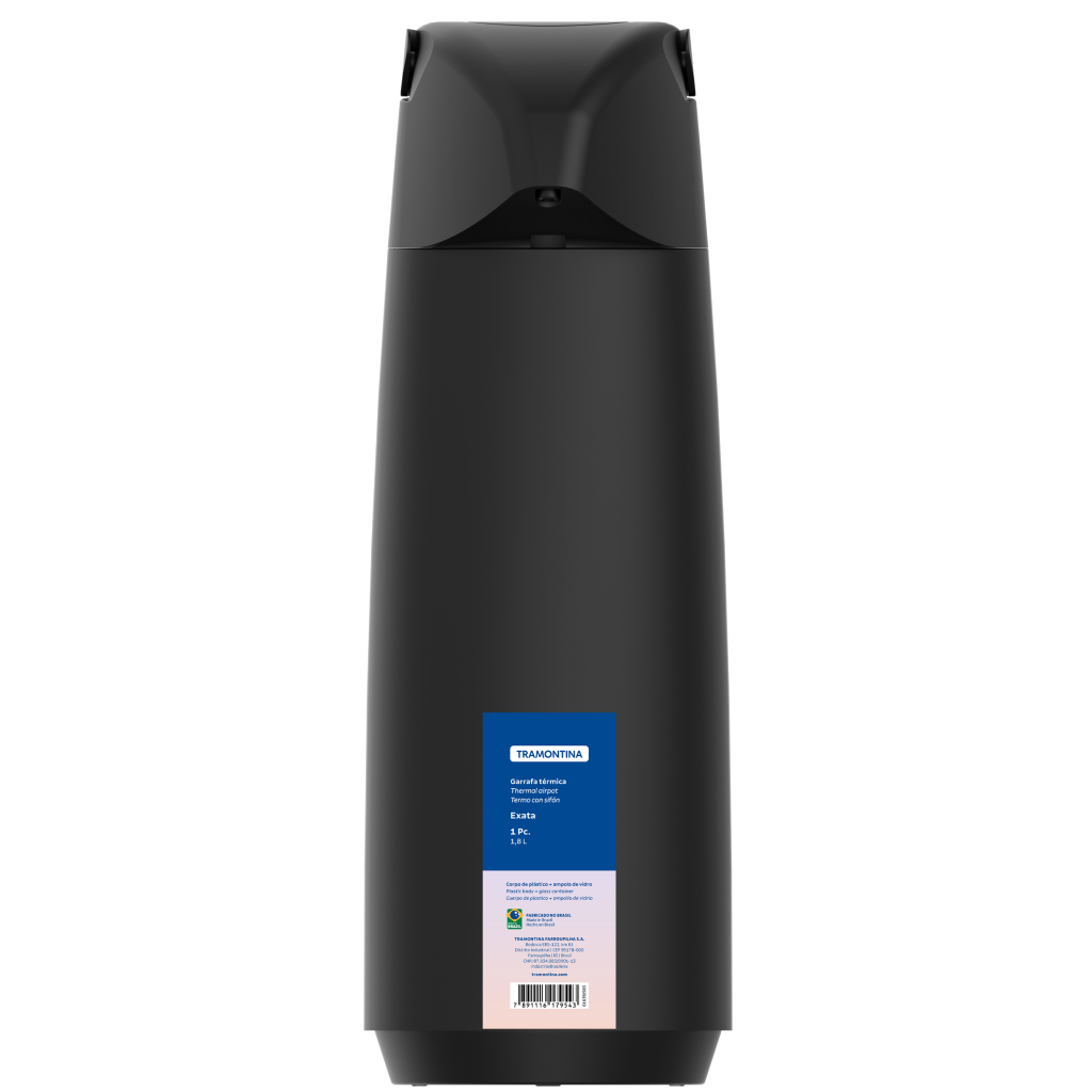 Термос Tramontina Exata 1,8 л з сифоном Чорний (61639/583) - фото 2 Термос Tramontina Exata 1,8 л з сифоном Чорний (61639/583) - фото 2