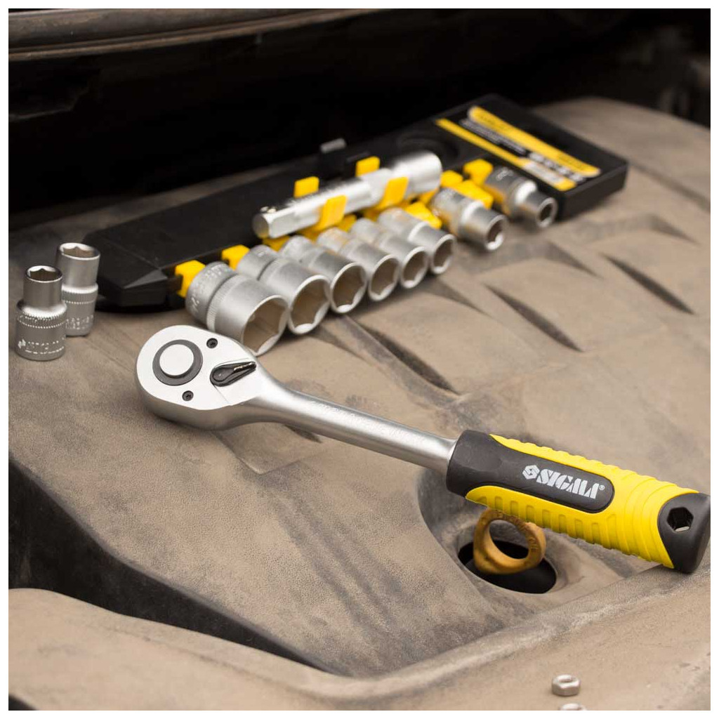 Набір торцевих головок Sigma 1/2" з набором насадок та подовжувачем 12шт CrV mid (6003701) - фото 6 Набір торцевих головок Sigma 1/2" з набором насадок та подовжувачем 12шт CrV mid (6003701) - фото 6