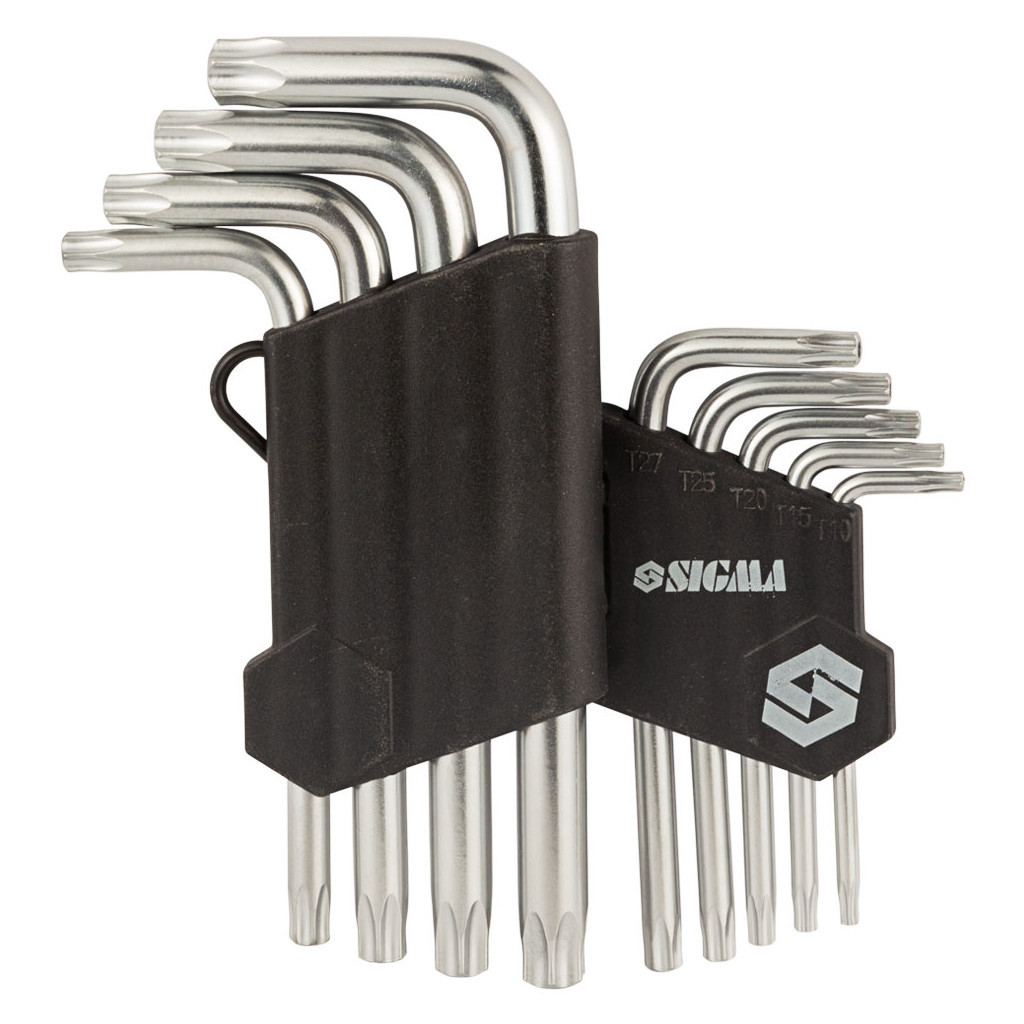 Ключ Sigma набір TORX 9шт T10-T50 CrV, короткі з отвором (4022211) - фото 4 Ключ Sigma набір TORX 9шт T10-T50 CrV, короткі з отвором (4022211) - фото 4