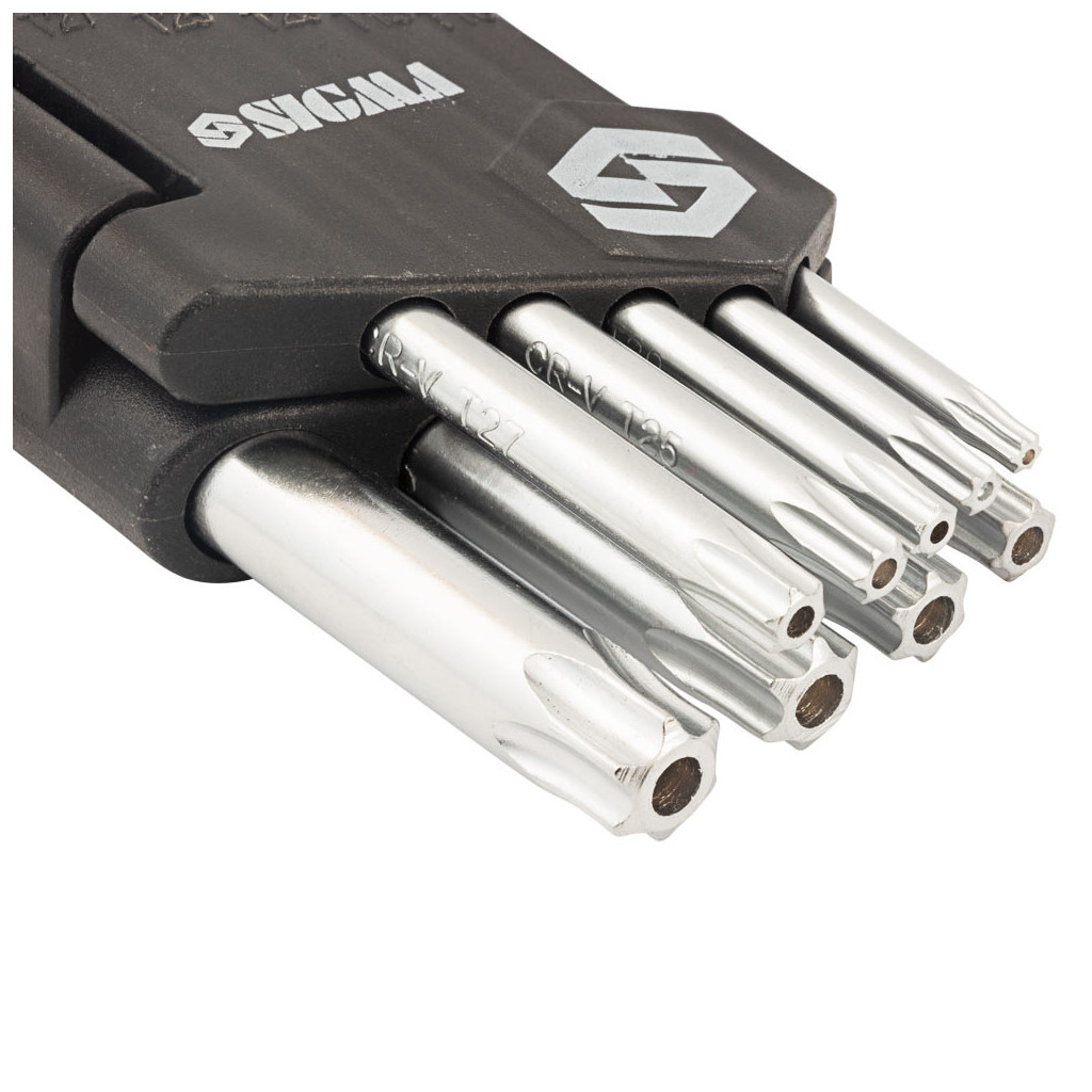 Ключ Sigma набір TORX 9шт T10-T50 CrV, короткі з отвором (4022211) - фото 6 Ключ Sigma набір TORX 9шт T10-T50 CrV, короткі з отвором (4022211) - фото 6
