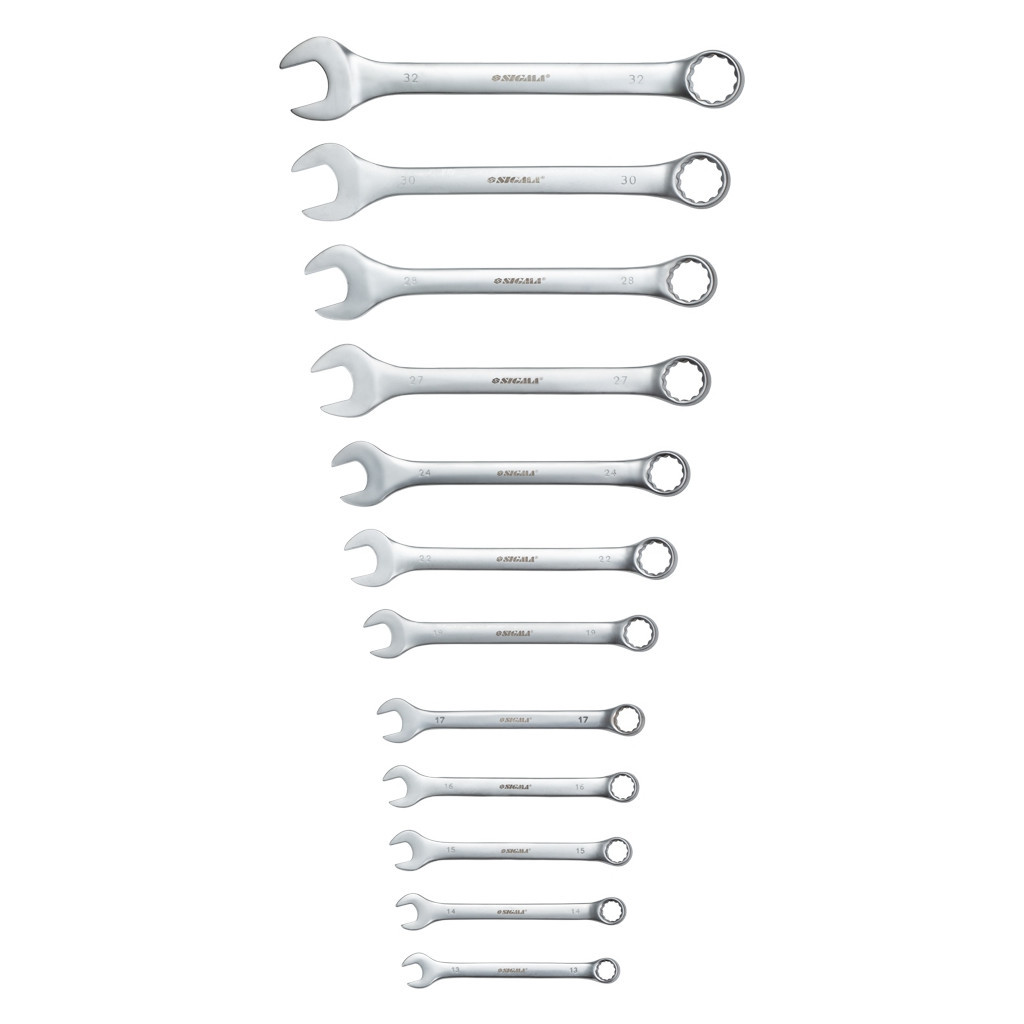 Ключ Sigma набір ріжково-накидних 12шт 13-32мм CrV satine, тк чохол (6010211) - фото 3 Ключ Sigma набір ріжково-накидних 12шт 13-32мм CrV satine, тк чохол (6010211) - фото 3