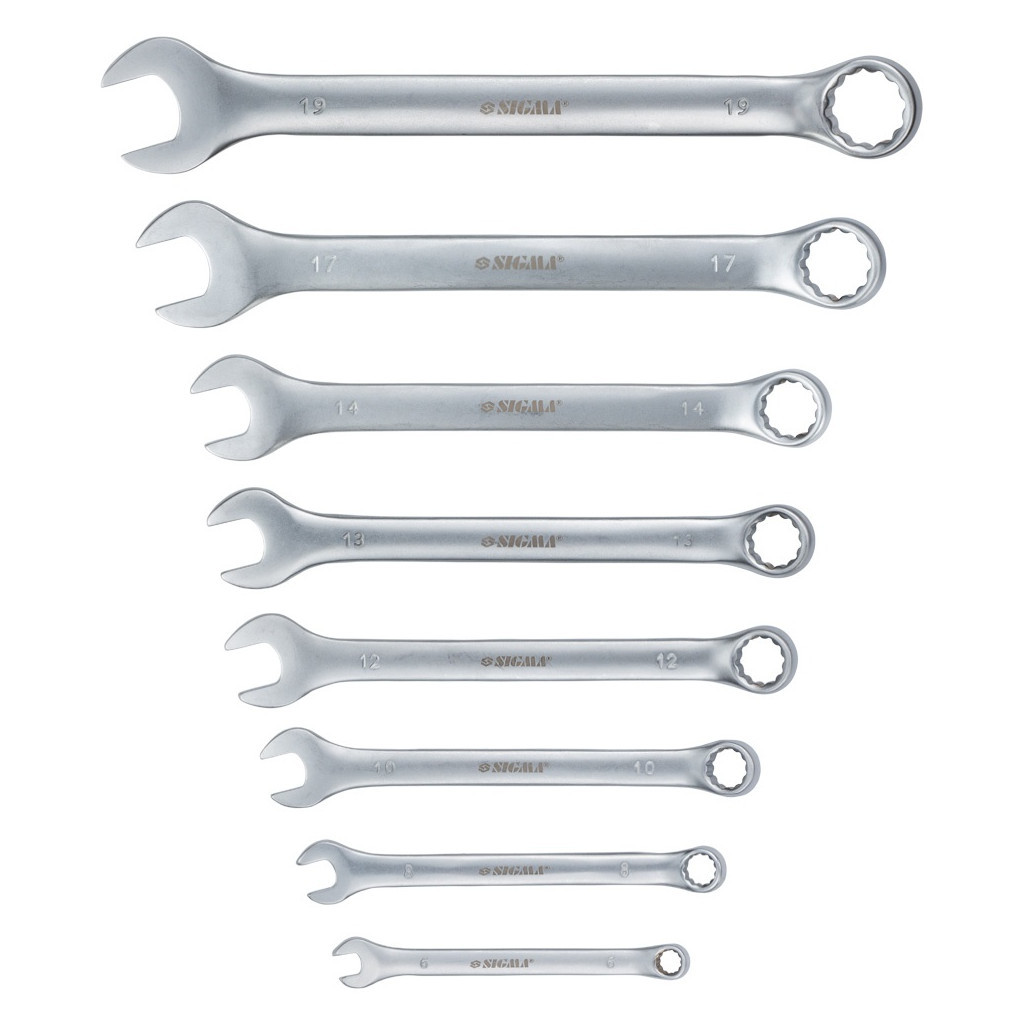 Ключ Sigma набір рожково-накидних 8шт 6-19мм CrV satine (6010111) - фото 2 Ключ Sigma набір рожково-накидних 8шт 6-19мм CrV satine (6010111) - фото 2