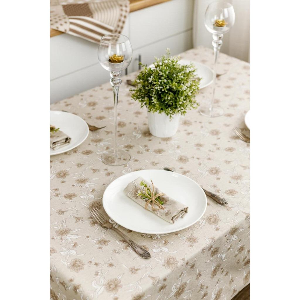 Скатертина Прованс Квіти беж Господиня 180х136 см (4823093450912) - фото 2 Скатертина Прованс Квіти беж Господиня 180х136 см (4823093450912) - фото 2