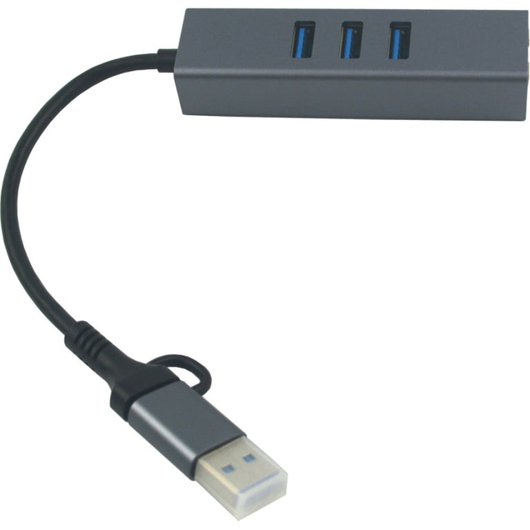 Концентратор USB 3.0 Type-C/Type-A to RJ45 Gigabit Lan, 3*USB 3.0, cable 13 cm Dynamode (DM-AD-GLAN-U3) - фото 3