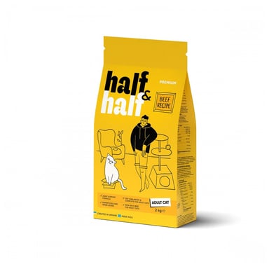 Сухий корм для кішок Half&Half з яловичиною 2 кг (4820261920840) - фото 1