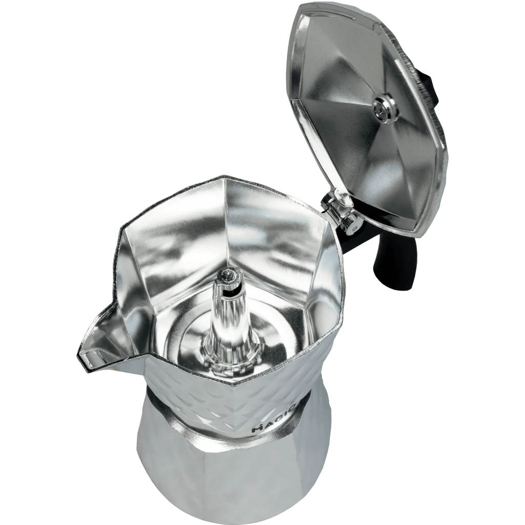 Гейзерна кавоварка Magio Блискучий металік 6 порцій 300 мл (MG-1004) - фото 2 Гейзерна кавоварка Magio Блискучий металік 6 порцій 300 мл (MG-1004) - фото 2