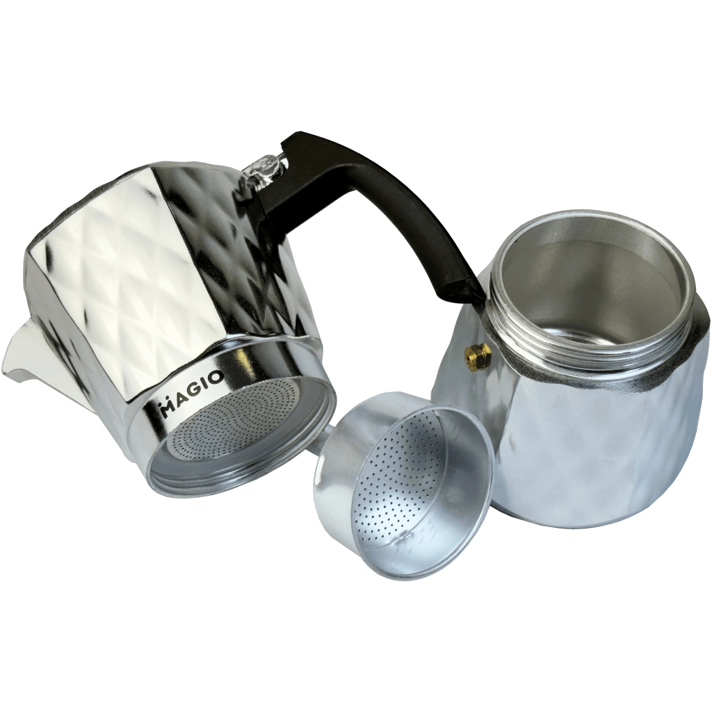 Гейзерна кавоварка Magio Блискучий металік 6 порцій 300 мл (MG-1004) - фото 3 Гейзерна кавоварка Magio Блискучий металік 6 порцій 300 мл (MG-1004) - фото 3