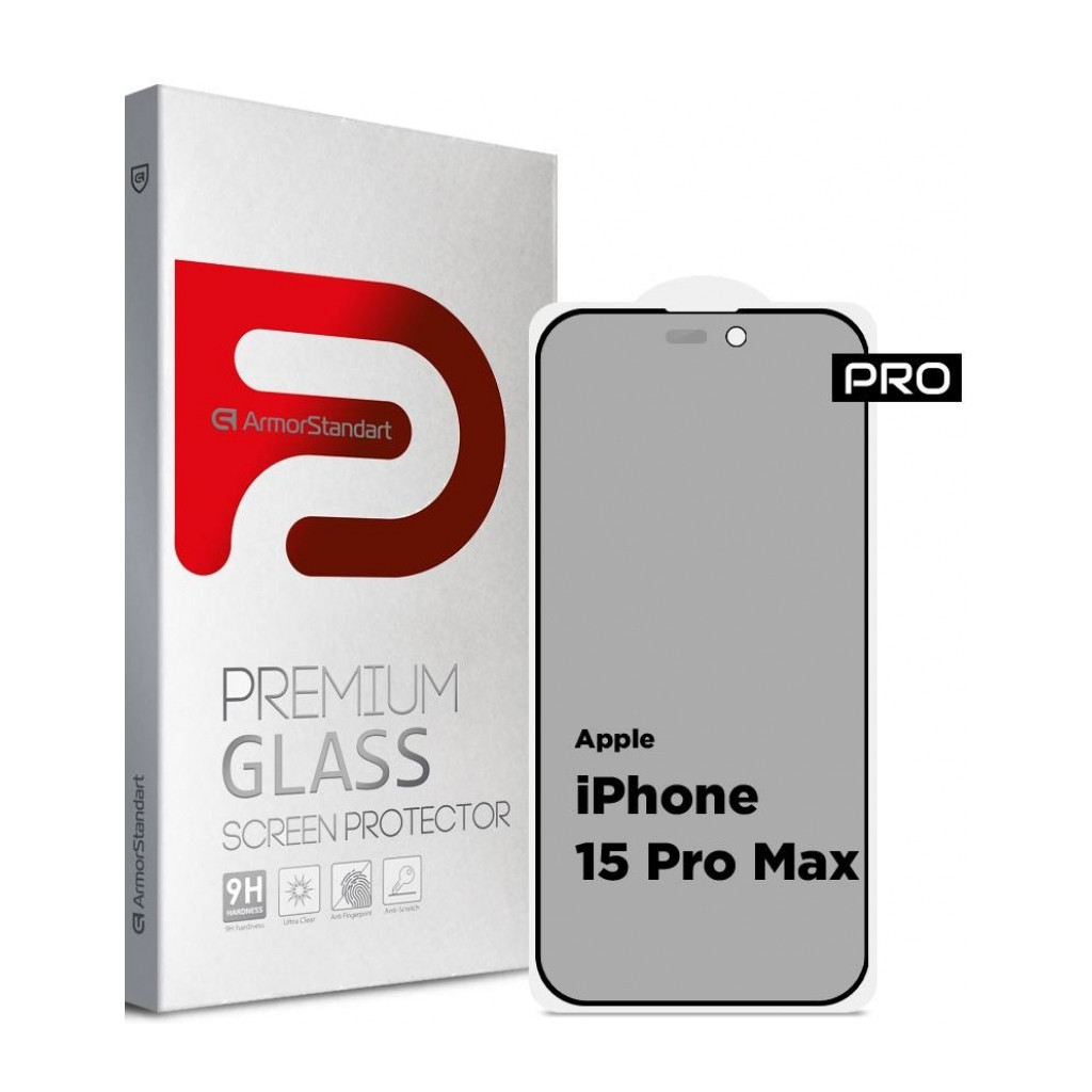 Скло захисне Armorstandart Pro Anti-spy Matte Apple iPhone 15 Pro Max Black (ARM73172) Скло захисне Armorstandart Pro Anti-spy Matte Apple iPhone 15 Pro Max Black (ARM73172)
