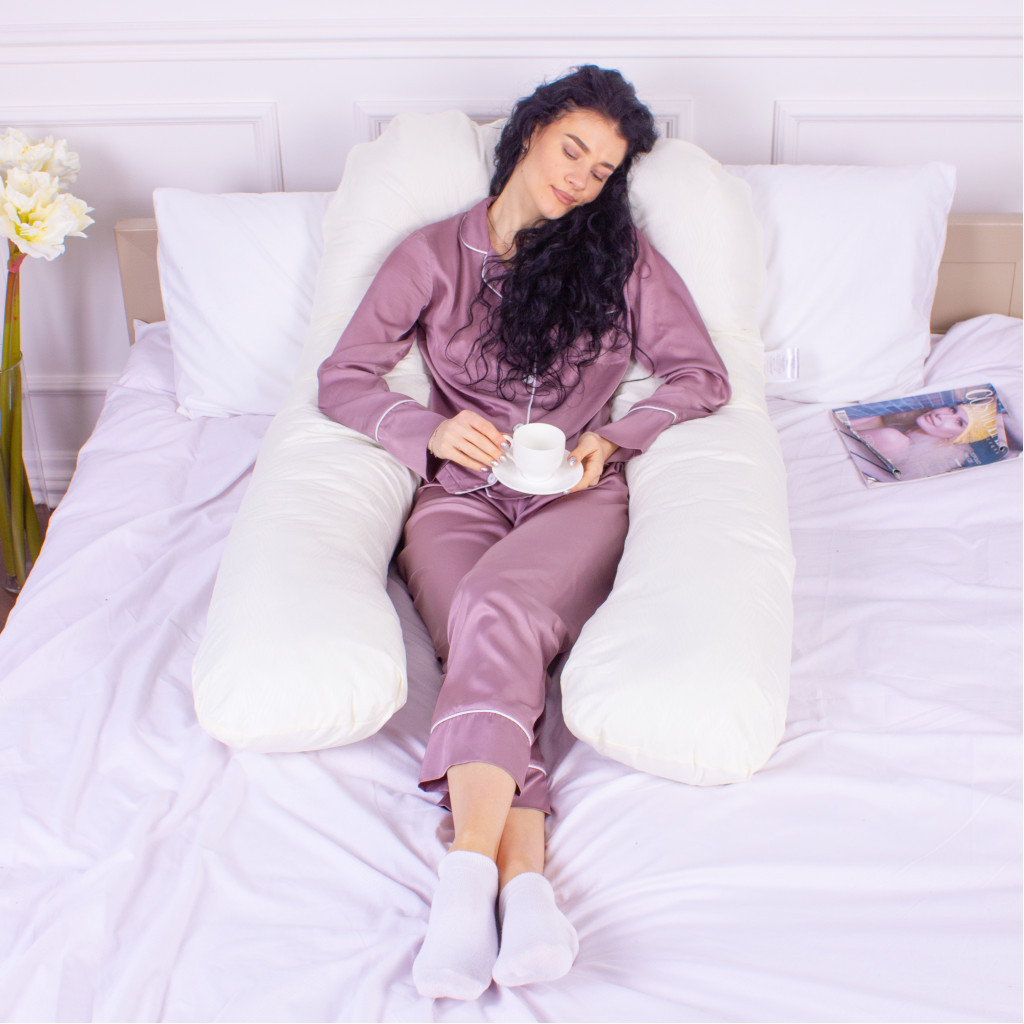 Подушка MirSon для вагітних і відпочинку Eco Line №8015 U-подібна Creamy (2200006178392) - фото 7 Подушка MirSon для вагітних і відпочинку Eco Line №8015 U-подібна Creamy (2200006178392) - фото 7