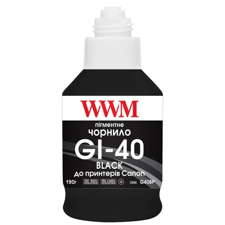 Чорнило WWM Canon GI-40 для G5040/G6040 190г Black Pigmented (KeyLock) (G40BP) - фото 2
