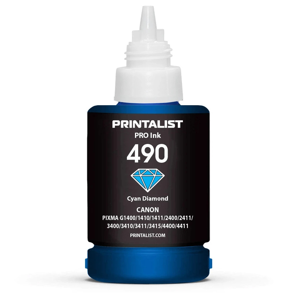 Чорнило Printalist Canon GI-490 для G1400/G2400/G3400 140г Cyan (PL490C) - фото 2 Чорнило Printalist Canon GI-490 для G1400/G2400/G3400 140г Cyan (PL490C) - фото 2