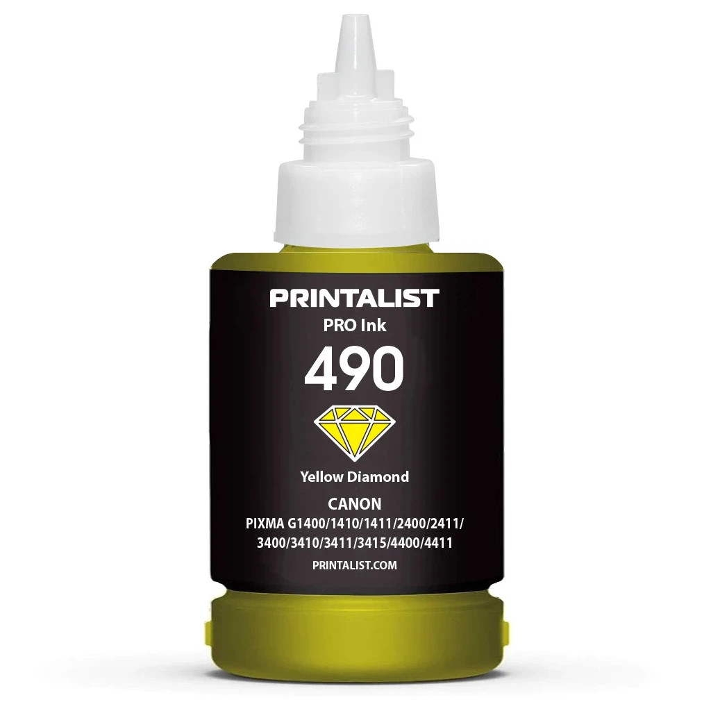 Чорнило Printalist Canon GI-490 для G1400/G2400/G3400 140г Yellow (PL490Y) - фото 2 Чорнило Printalist Canon GI-490 для G1400/G2400/G3400 140г Yellow (PL490Y) - фото 2