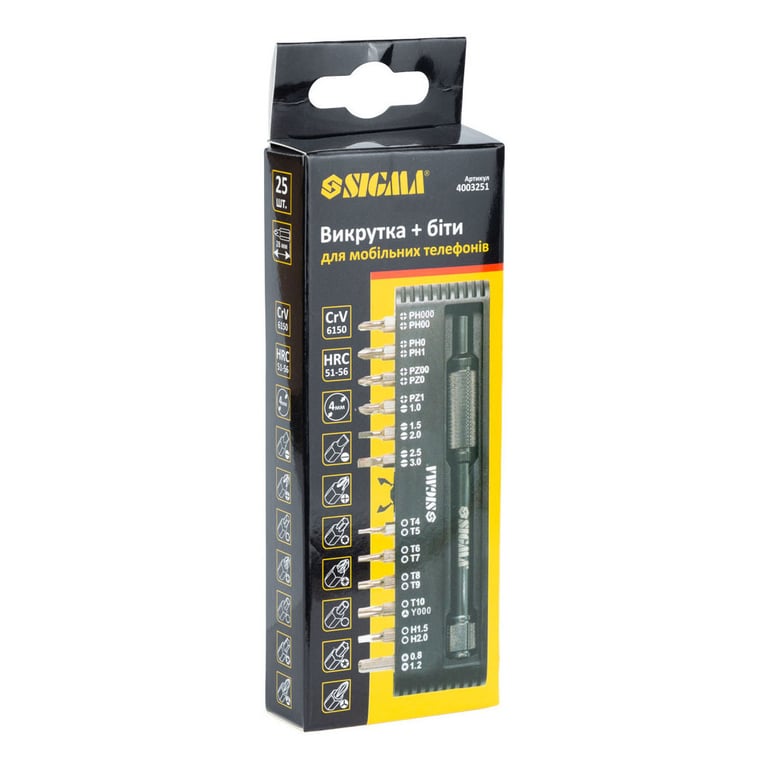 Викрутка Sigma з бітами 1/4 "24шт CrV для мобільних телефонів (пласт кейс) (4003251) - фото 10
