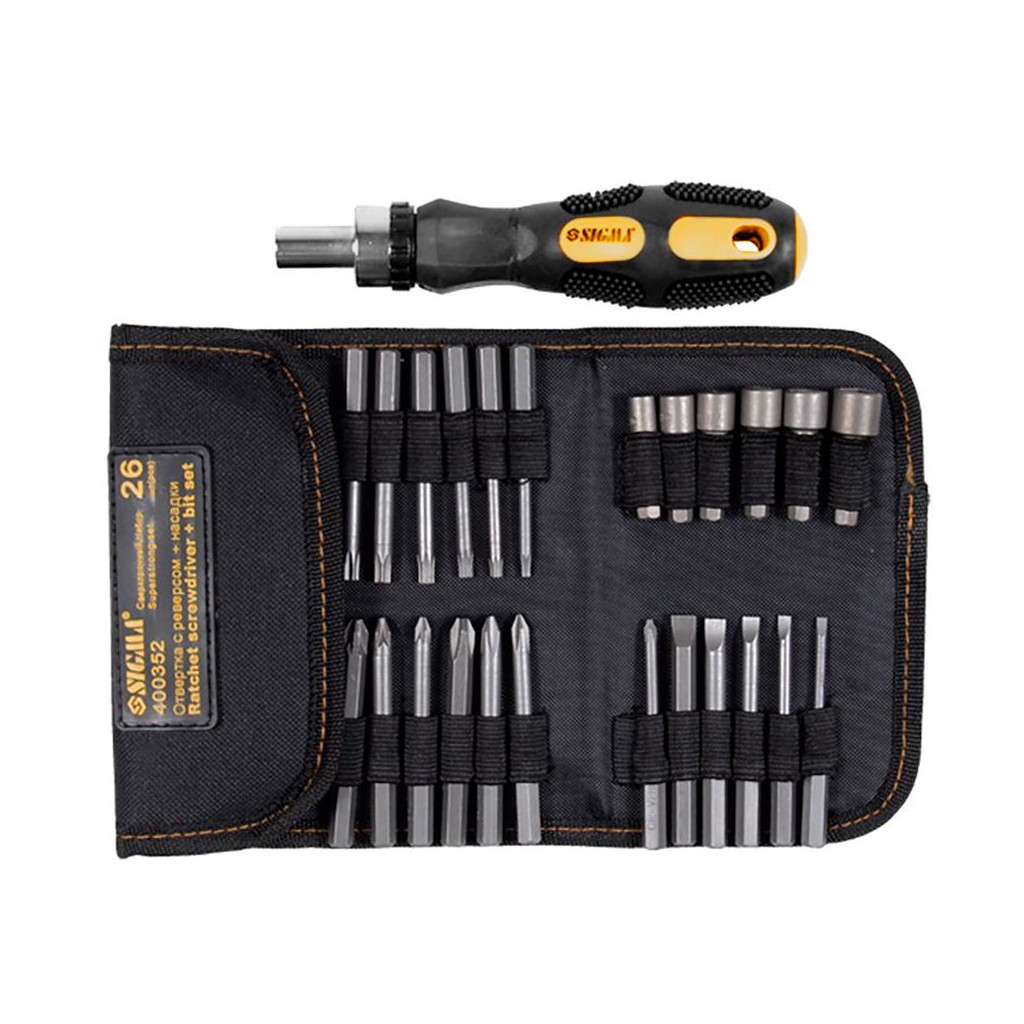 Набір викруток Sigma з бітами 18шт + насадки торцеві 6шт CrV (4002111) Набір викруток Sigma з бітами 18шт + насадки торцеві 6шт CrV (4002111)