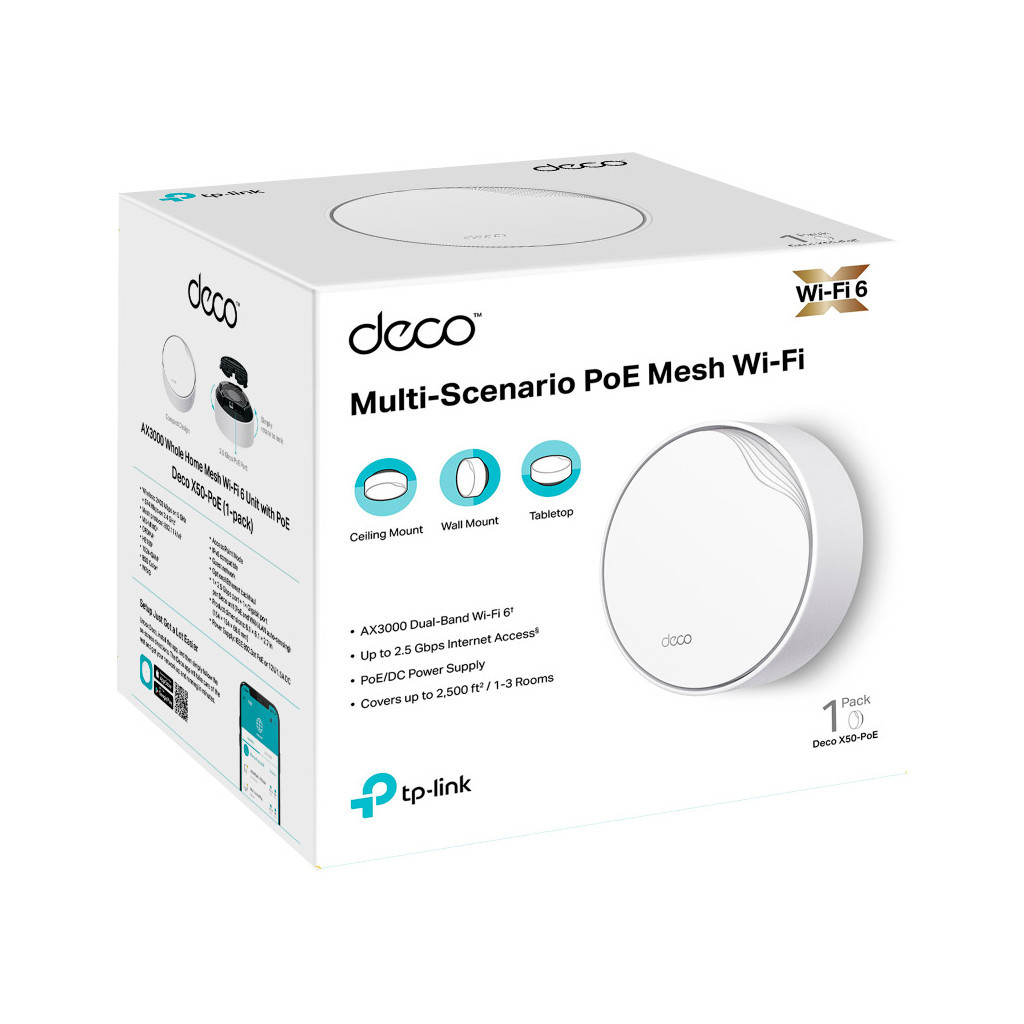 Точка доступу Wi-Fi TP-Link DECO-X50-POE-1-PACK - фото 8 Точка доступу Wi-Fi TP-Link DECO-X50-POE-1-PACK - фото 8