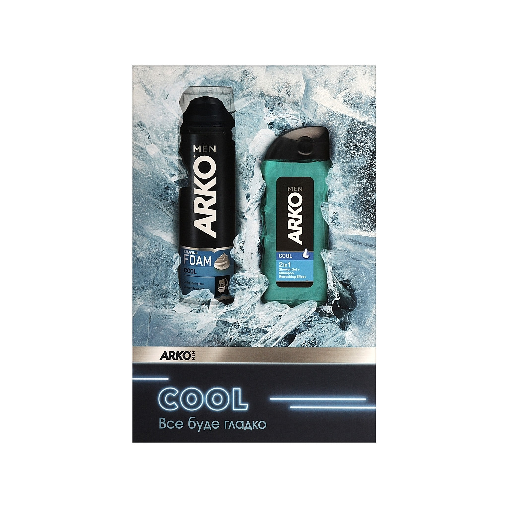 Набір косметики ARKO Men Cool Піна для гоління 200 мл + Гель для душу 260 мл (8690506546717) - фото 1