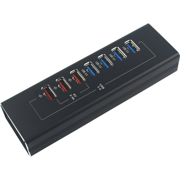 Концентратор Dynamode 4*USB3.0 data ports + 3*2.4А charge with Power Adaptor metal (DM-UH-P407) - фото 2