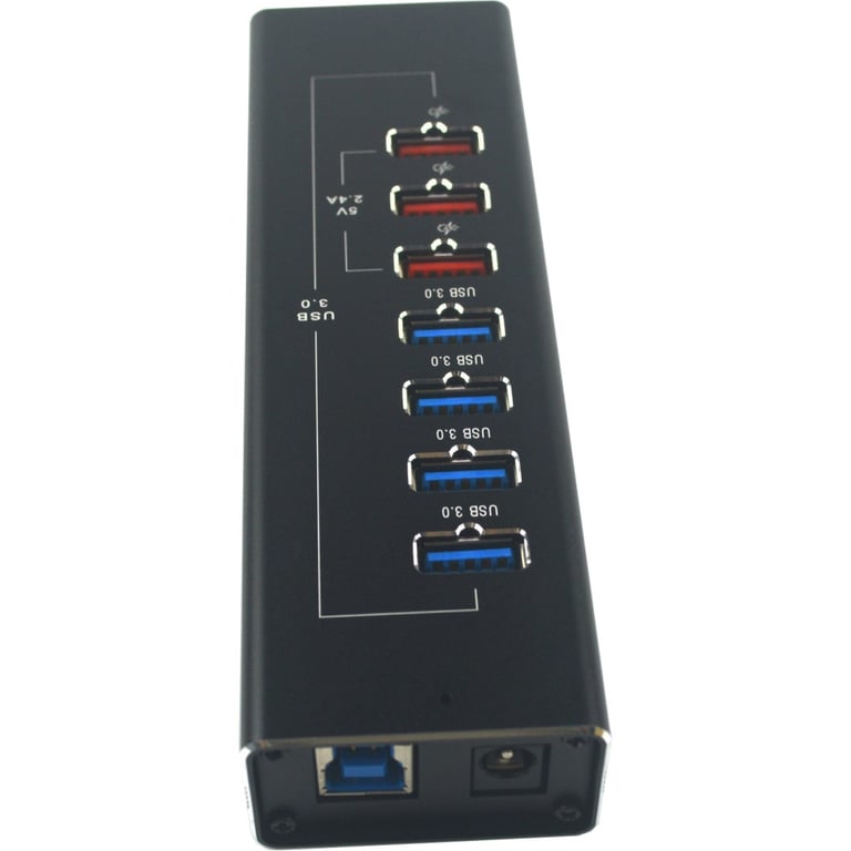 Концентратор Dynamode 4*USB3.0 data ports + 3*2.4А charge with Power Adaptor metal (DM-UH-P407) - фото 5