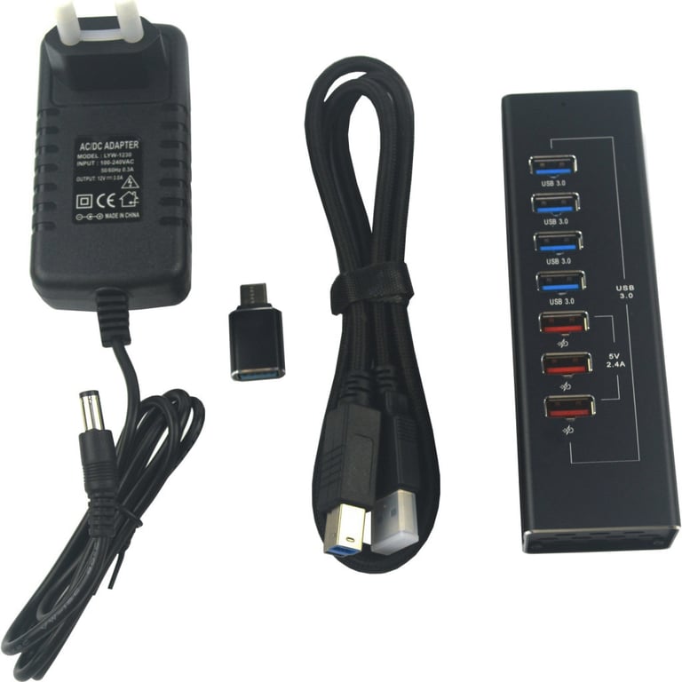 Концентратор Dynamode 4*USB3.0 data ports + 3*2.4А charge with Power Adaptor metal (DM-UH-P407) - фото 6