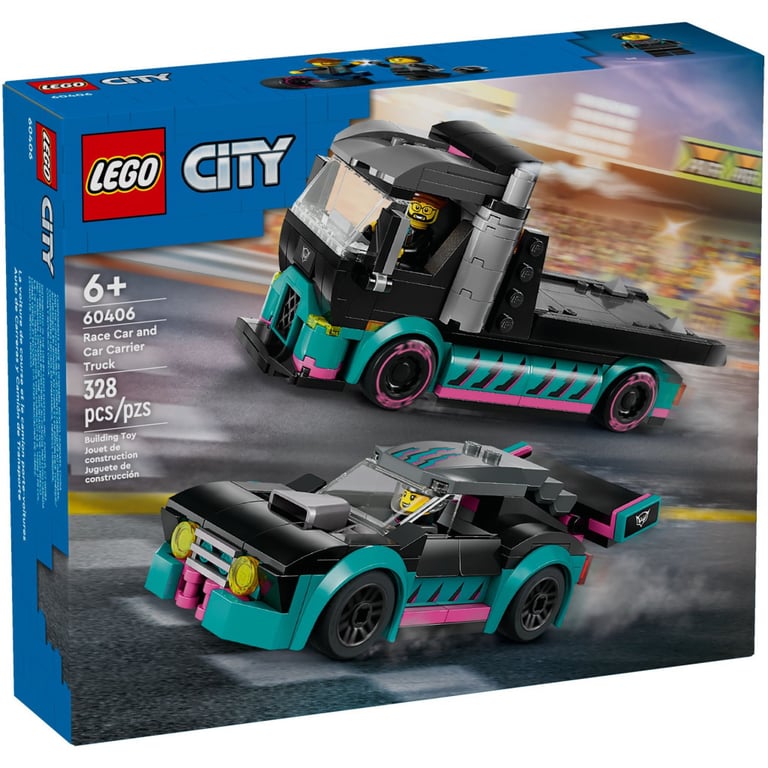 Конструктор LEGO City Автомобіль для перегонів й автовоз 328 деталей (60406) - фото 1