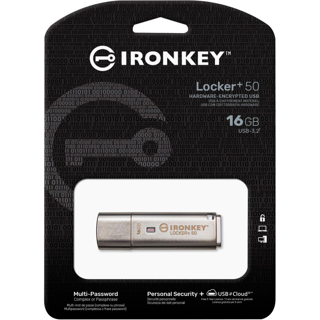 USB флеш накопичувач Kingston 16GB IronKey Locker Plus 50 AES Encrypted USB 3.2 (IKLP50/16GB) - фото 5 USB флеш накопичувач Kingston 16GB IronKey Locker Plus 50 AES Encrypted USB 3.2 (IKLP50/16GB) - фото 5