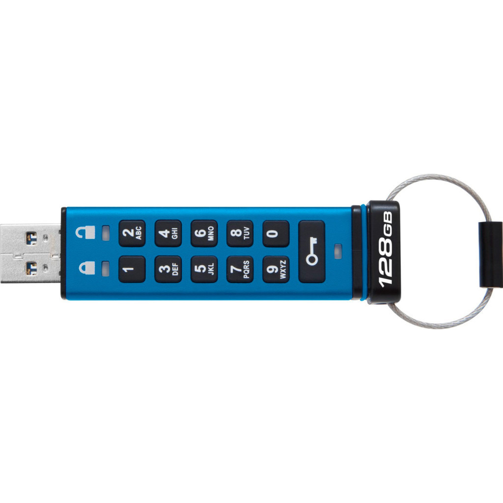 USB флеш накопичувач Kingston 128GB IronKey Keypad 200 AES-256 Encrypted Blue USB 3.2 (IKKP200/128GB) - фото 2 USB флеш накопичувач Kingston 128GB IronKey Keypad 200 AES-256 Encrypted Blue USB 3.2 (IKKP200/128GB) - фото 2
