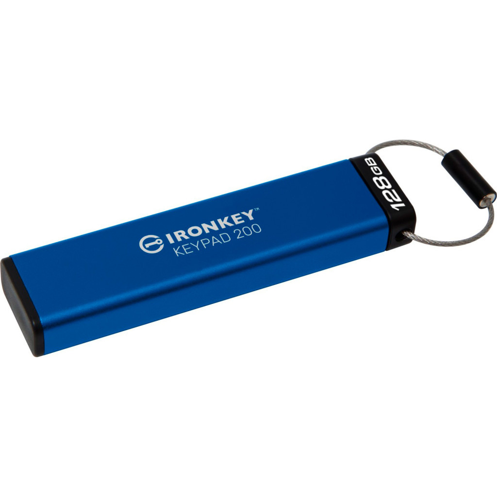 USB флеш накопичувач Kingston 128GB IronKey Keypad 200 AES-256 Encrypted Blue USB 3.2 (IKKP200/128GB) - фото 4 USB флеш накопичувач Kingston 128GB IronKey Keypad 200 AES-256 Encrypted Blue USB 3.2 (IKKP200/128GB) - фото 4