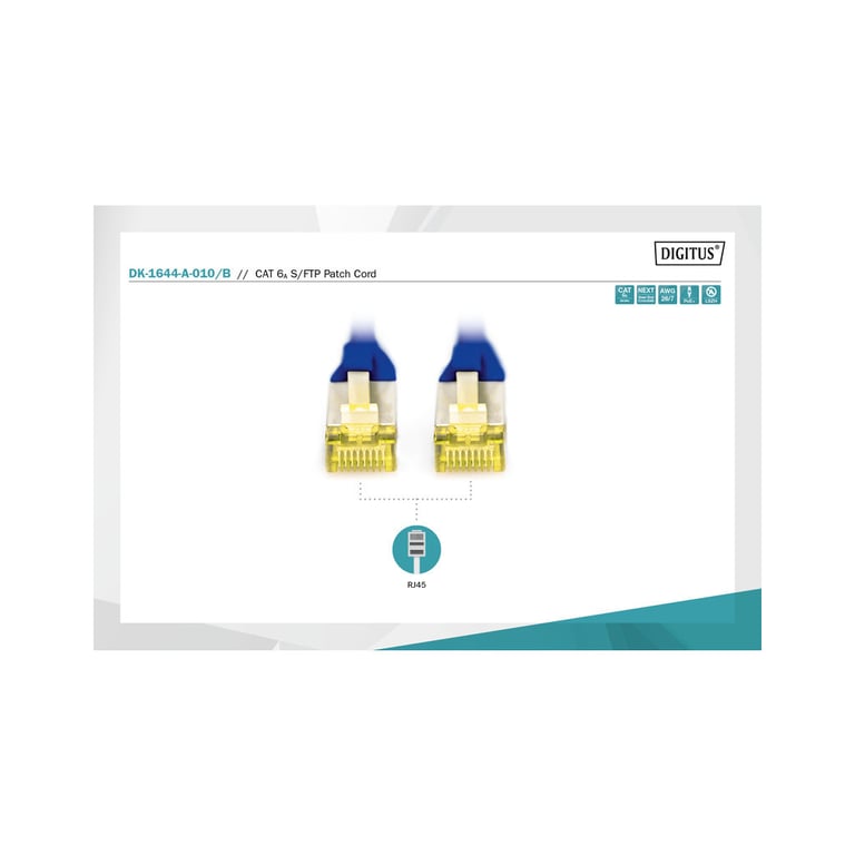 Патч-корд 1м, CAT 6a S-FTP, AWG 26/7, Cu, LSZH, blue Digitus (DK-1644-A-010/B) - фото 2