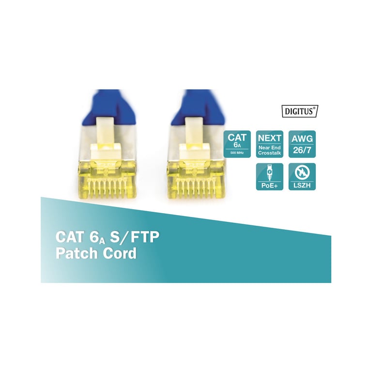Патч-корд 1м, CAT 6a S-FTP, AWG 26/7, Cu, LSZH, blue Digitus (DK-1644-A-010/B) - фото 5
